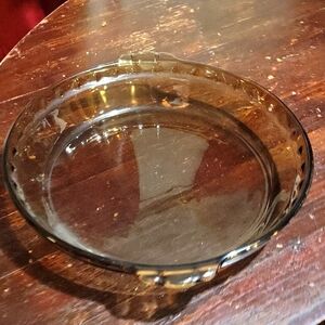 Vintage PYREX #229 Amber Crimp Edge Glass Deep Pie Dish Round 10 x 2 Inch